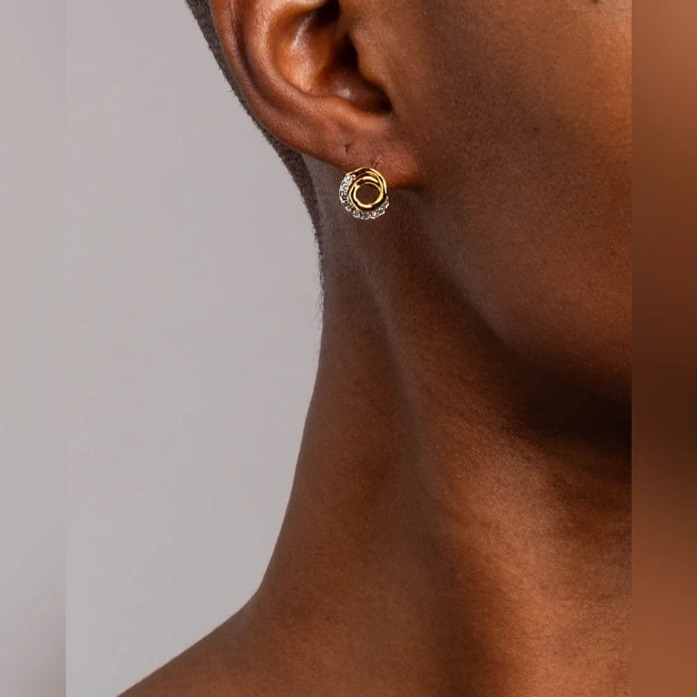 ALEXIS BITTAR • Solanales Gold Crystal Spiral Stud Earrings